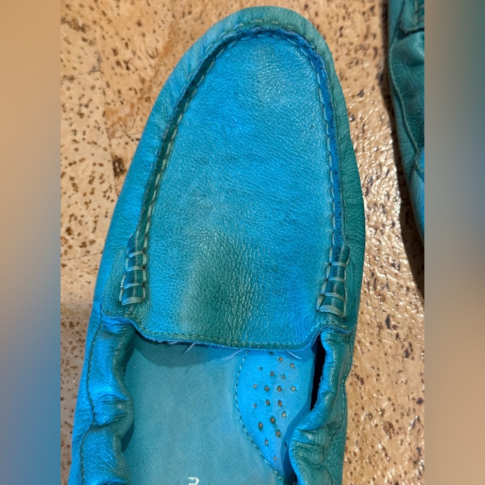 New Chocolat Blu Tara Leather Moccasin Loafer Teal Women’s Shoes Size 9 - Picture 12 of 15